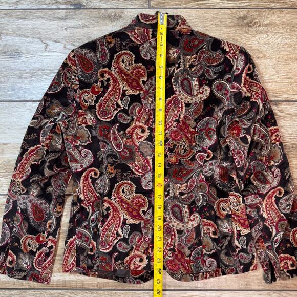 VTG Talbots 1-Button Blazer Jacket Velvet Silk Blend Floral Paisley 8P - Picture 8 of 11